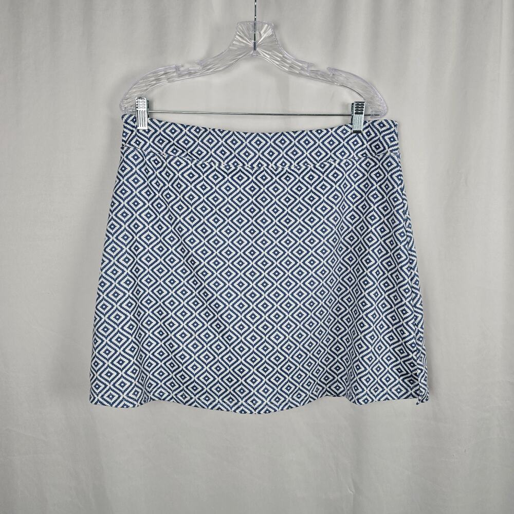 Ekouaer Athletic Skort Women's XXL Blue & White Geometric Mini Stretch Golf EUC